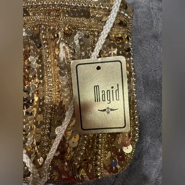Magid Gold Beaded Sequin Evening Bag NWT - Image 4