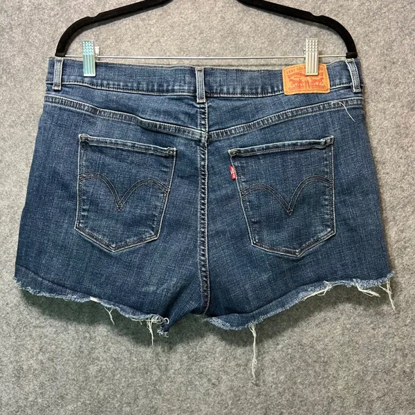 Levi's Cutoff Denim Shorts Sz 16‎ Distressed Raw Hem Mid Rise Frayed Ripped - Image 7