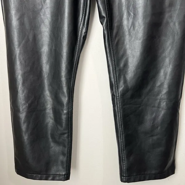 Abercrombie & Fitch‎ Curve Love Pants 33/16 Faux Leather 90s Straight High Rise - Image 5