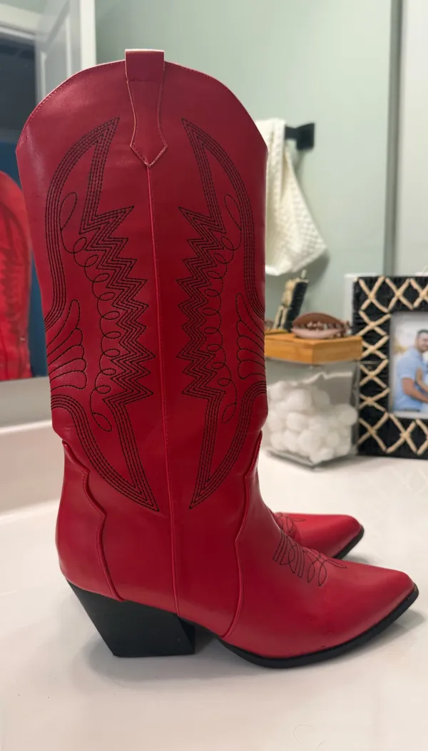 Billini Red Cowboy Boots Size 10 - Image 2