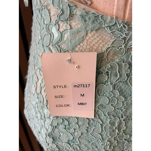 Maniju green lace maxi open back dress sleeveless long size M prom homecoming - Image 6