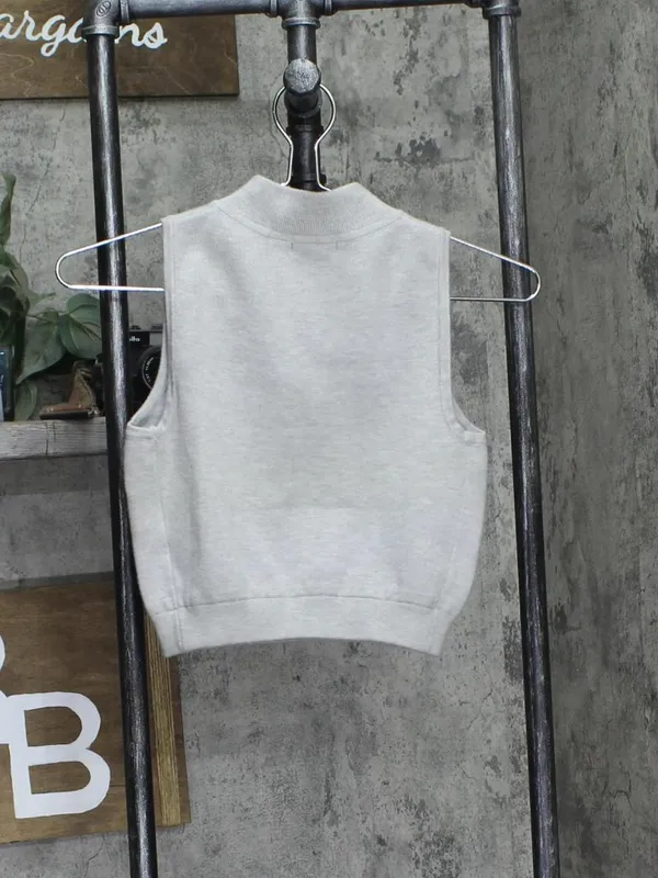NWT Wild Fable Womens Mock Turtle Neck Zip Sweater Tank 91030442 Heather Gray XS - Image 5