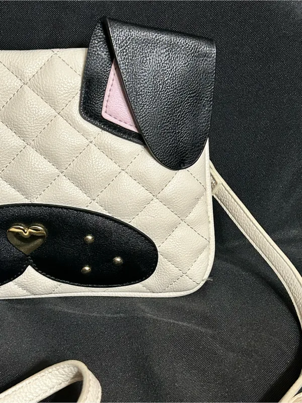 Betsey Johnson Quilted Cream & Black Puppy Dog Crossbody Bag & Cardholder - Image 2