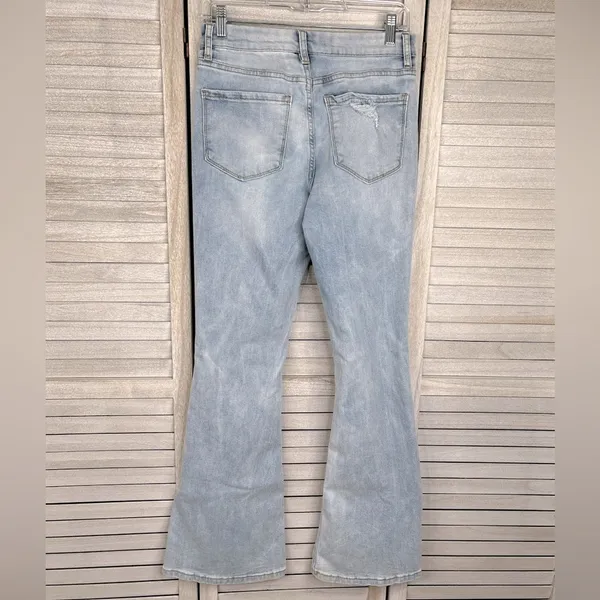 BAN.JARA Distressed/Ripped Flare Leg Light Wash Jeans-7 - Image 2