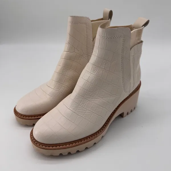 Dolce Vita Huey H2O Cream Ivory Croc Leather Block Heel Chelsea Ankle‎ Boots 6.5 - Image 2