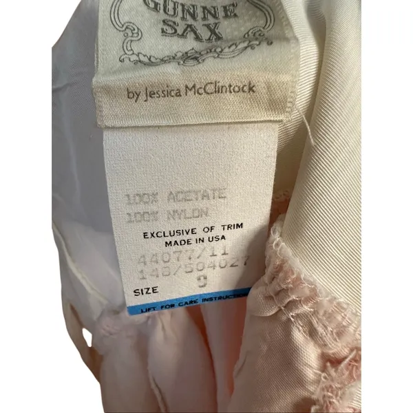 GUNNE‎ SAX By Jessica Mcclintock Pink Long Dress Size 6 Bow Asymmetrical Ruffle - Image 6