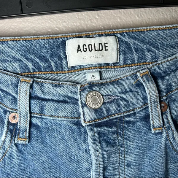 AGOLDE Nico High Rise Button Fly Slim Fit Denim Jeans Women’s Size 25 - Image 9