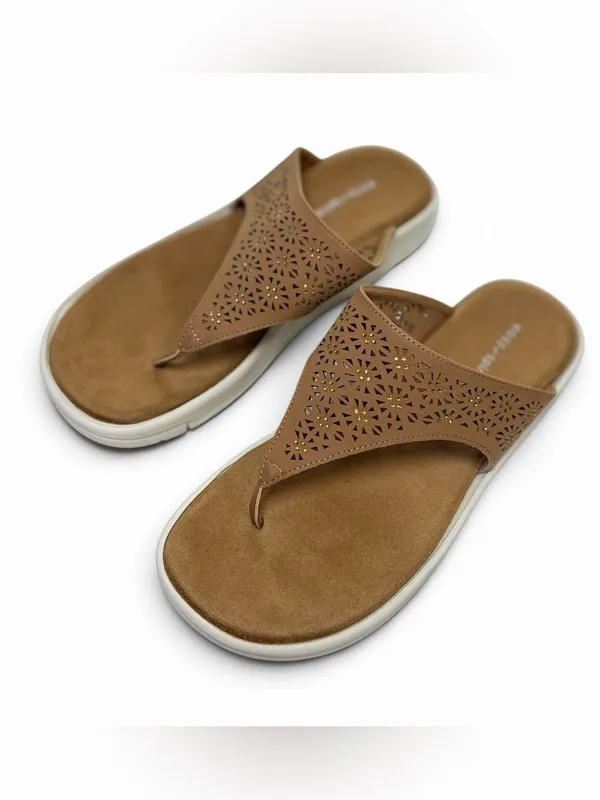 NWOT‎ EASY SPIRIT Rhee Tan Laser Cut Thong Platform Sandals Boho Festival, 9.5 - Image 3