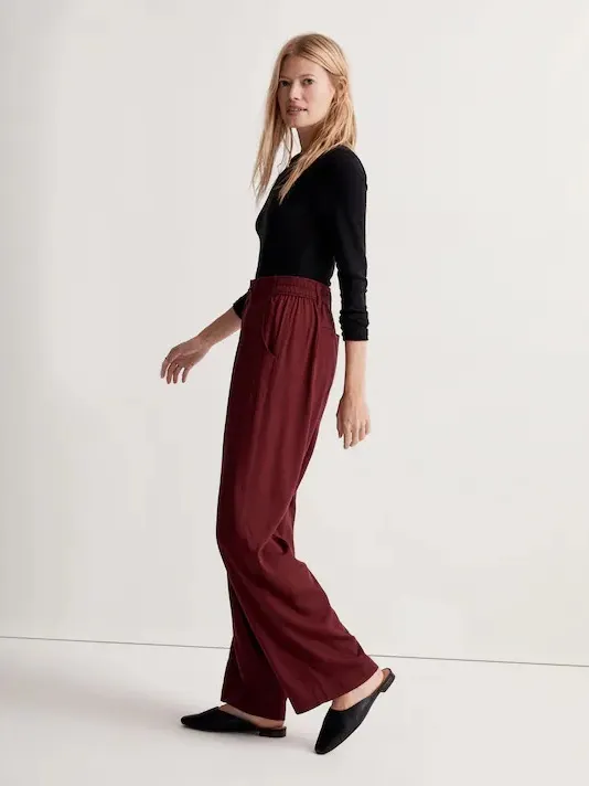 MADEWELL The Neale Straight-Leg Pant in Drapeweave in Cabernet Size 6 - Image 2