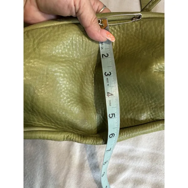 Fossil Pebble Satchel Green Leather Top Zip Double Strap‎ Sev Pockets - Image 9
