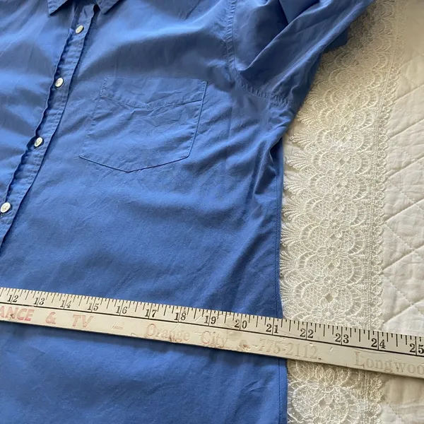 Vintage Ann Taylor Blue Button Down Shirt Size L Classic Chic Quiet Luxury - Image 11