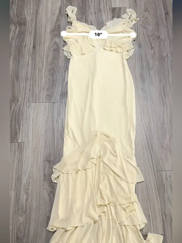 SHEIN Pale Yellow Ruffle V-Neck Maxi Dress - Image 9