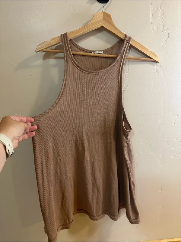 Free People Intimately Mushroom Brown Tan Tank Top Medium - Image 7