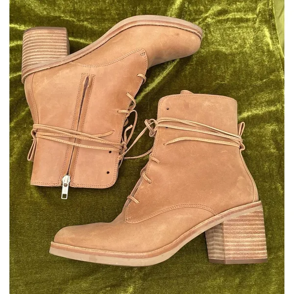 Ugg Oriana Boots Chestnut/Tan Sz 8.5 Side Zip Lace Up Western Prairie Fall - Image 12
