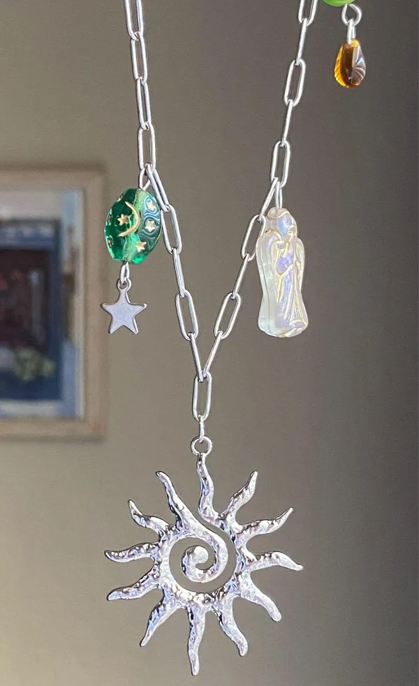 Handmade vintage cottage retro boho fairy funky style quality material mix stainless steel necklace🌞🌿 - Image 5