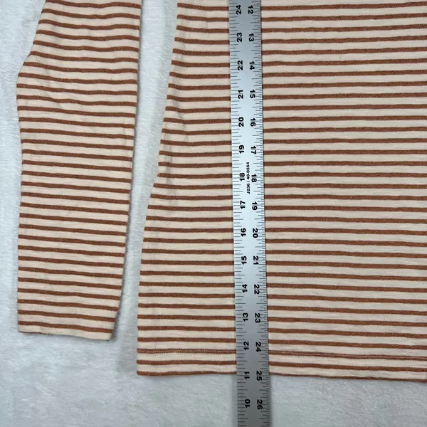 J.Crew Artist T Womens Small Cream Copper Metallic Striped Boat Neck Shirt F4264 - Image 4