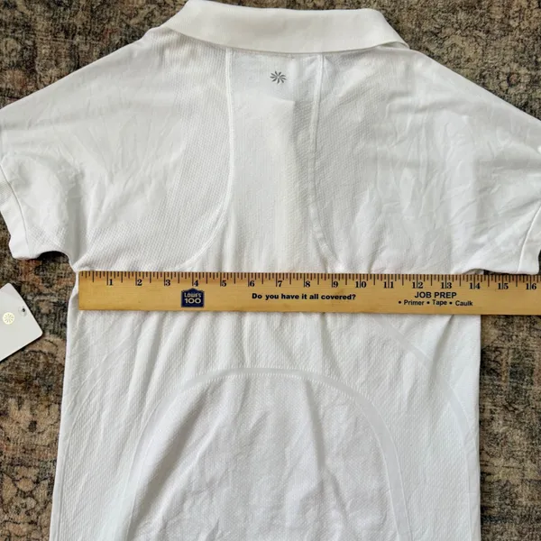 NWT Athleta Momentum Seamless Polo Tee White Short Sleeve Quarter Zip Shirt S - Image 6