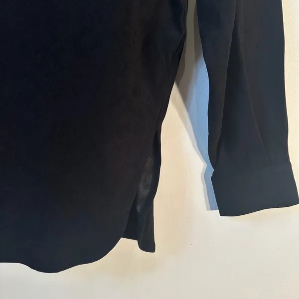 Denim &‎ Co Black Faux Suede Band Collar Button Down Shirt Shacketn1X - Image 6