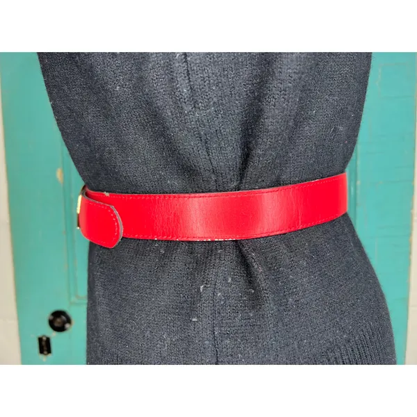cinch Belt red goldtone vintage 1980s genuine leather - Image 5