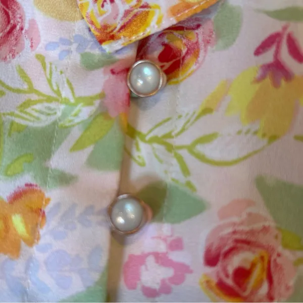 Simple Retro Womens Kora Floral Maxi Dress With Faux Pearl Buttons Sz Small - Image 5