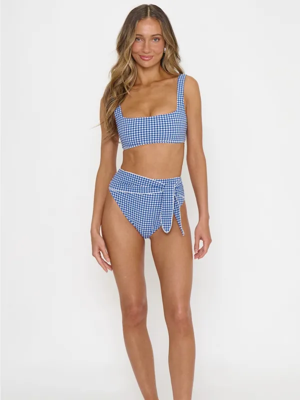 New Show Me Your Mumu Montauk Bottom size Large L gingham high waist swim bikini - Image 3
