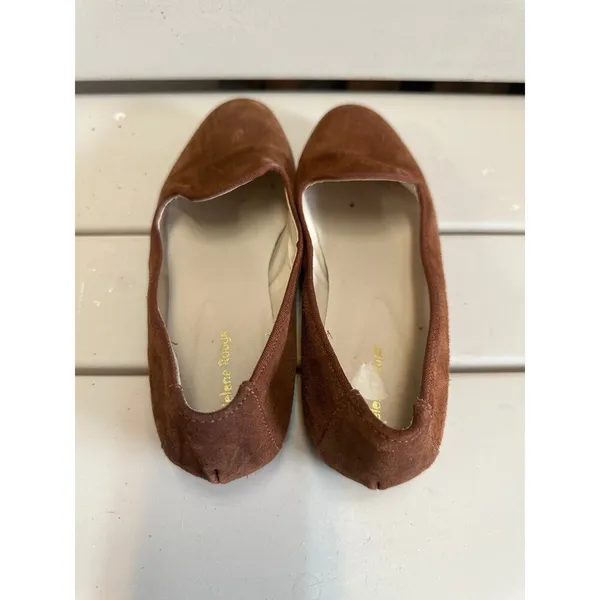 Helene Rouge Paris Quality Leather Suede Round Toe Slip On Ballet Flats 5.5 - Image 3