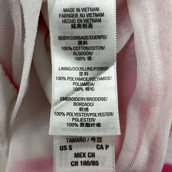 Y2K Juicy Couture Passion Pink/White Stripe Hibiscus Embroidered Dress Small - Image 10