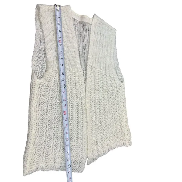 VTG Women’s Ivory Knit Open Front Sweater Vest Textured Lightweight Gradmacore S - Image 7