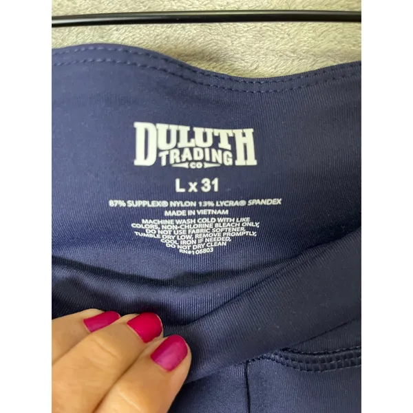 Duluth Trading Co NoGA Classic Slim Leg Pants Women's L 31 Navy Blue Stretch - Image 5