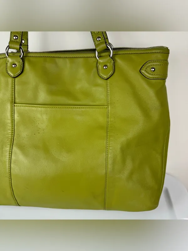 Coach Daisy Emma Green Leather Shoulder Bag Tote - Image 8