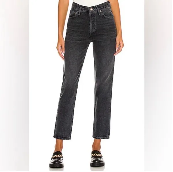 AGOLDE Fen High Rise Relaxed Taper Jeans Shambles Black Size 25 - Image 2