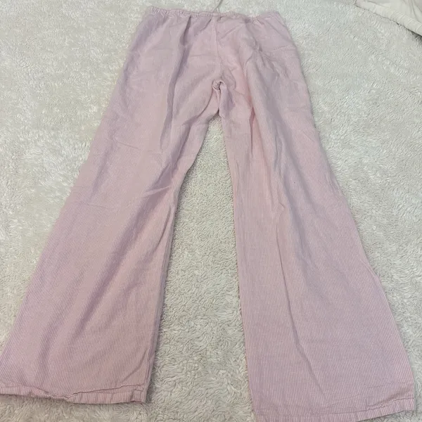 Brandy Melville John Galt Womens Striped Pink Anastasia Pants Linen Costal Preppy College Tomato - Image 3