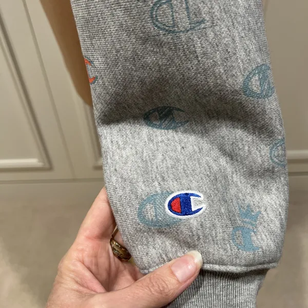 Champion Reverse Weave‎ Gray Hoodie Sweatshirt Logo Athleisure Sporty - Image 7