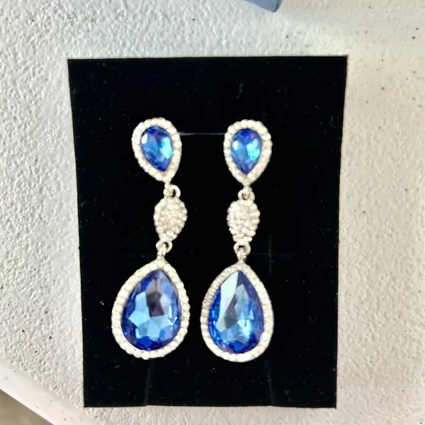 NIB!EleQueen Women Cubic Zirconia Teardrop Y-Necklaces Dangle Earrings Set - Image 7
