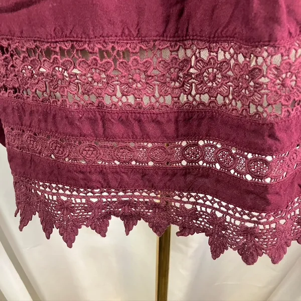 ARIAT Burgundy Long Sleeve Top with Lace Trim‎ Womens Size M - Image 2