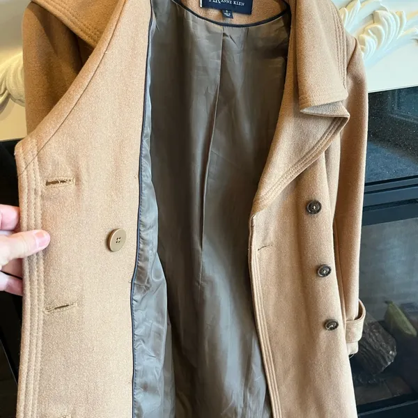 Anne Klein Wool Pea Coat Camel Winter Long - Image 9