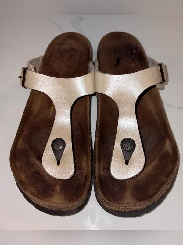 Birkenstock Gizeh Pearl White Size 38 - Image 3