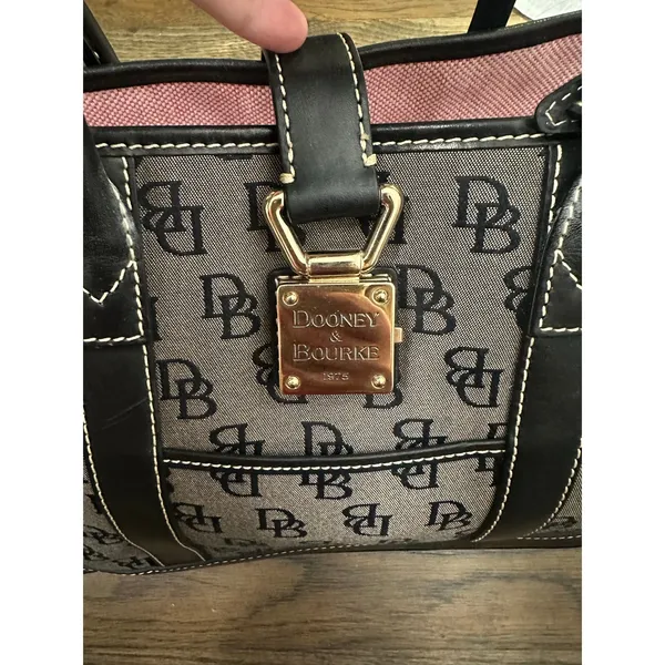 DOONEY & BOURKE Black Gray DB Monogram Buckle Flap Top Shoulder Large Tote Bag - Image 10