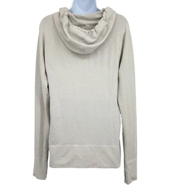 Athleta Hoodie Womens XL Grey Seamless Pointelle Knit Long Sleeve‎ Thumbhole - Image 4