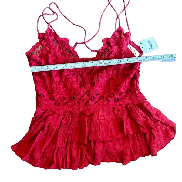 Free People One Cherry‎ Red Adella Cami NEW Sz M - Image 6