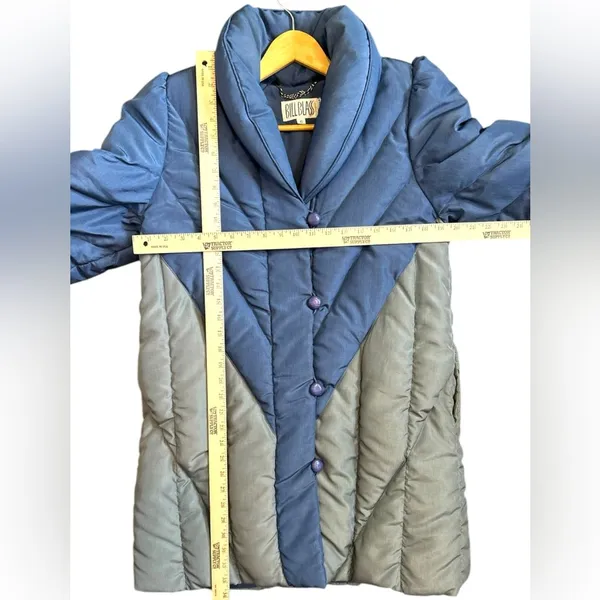 Quilted Down Puffer Coat Colorblock Oversized Collar Artwear Lagenlook VTG ILGWU - Image 3