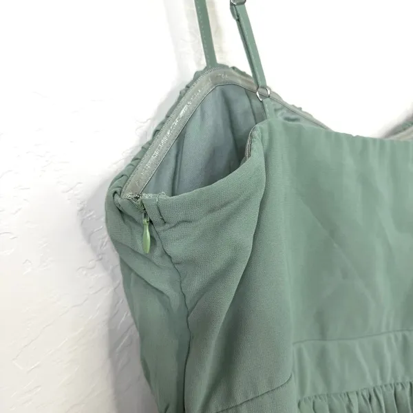 NEW Lulus Jehona Sage Green Brush Pleated Tiered Maxi Dress Chiffon Gown Large - Image 9