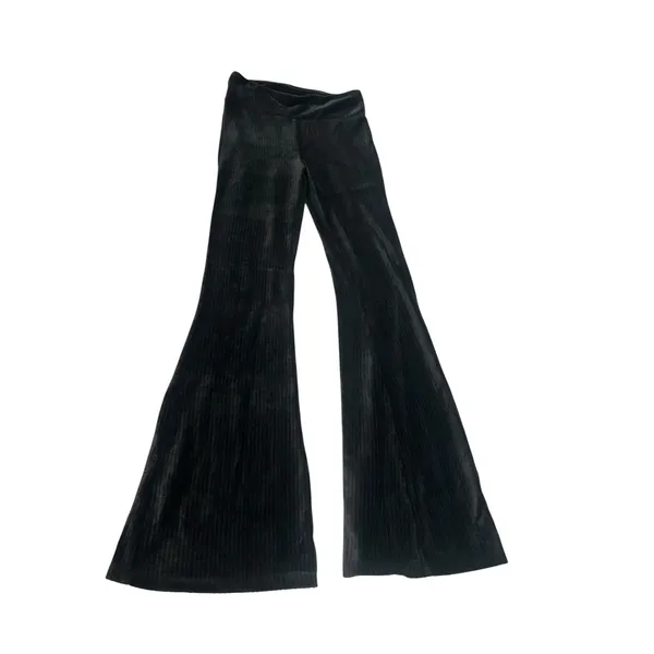 No Boundaries Womens Small 3-5 Ribbed Flare Pants Charcoal Black Y2K Bell Bottom - Image 3