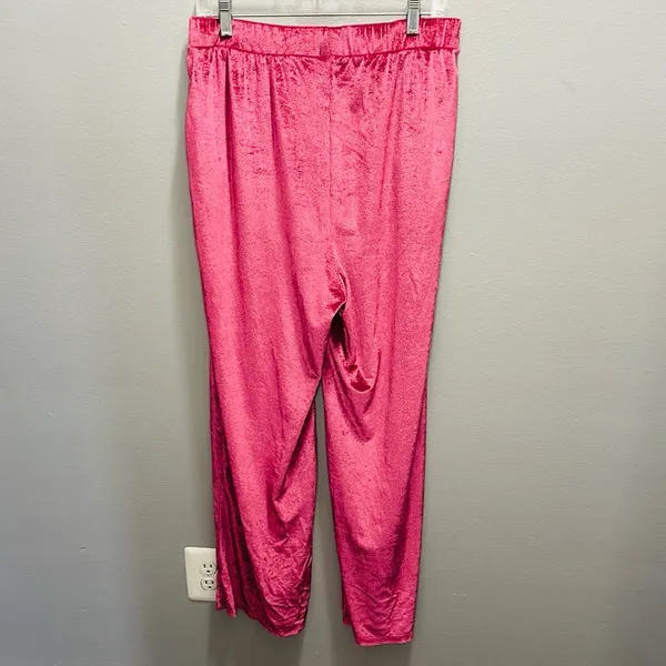 Free‎ People Women's Fuchsia Pink Velvet Pull On Wide Leg Pants Size Medium - Image 2