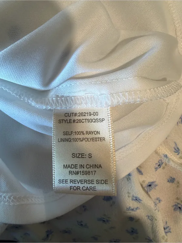 Altar'd State White Summer Dress with Blue Floral Print Size S - Image 7