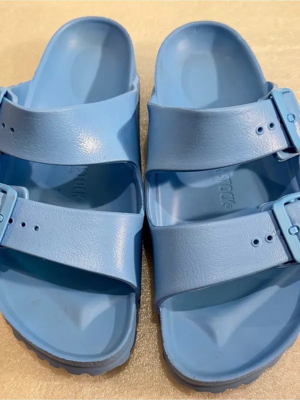 Birkenstock Sky Blue Double-Strap Slide Sandals - Image 2