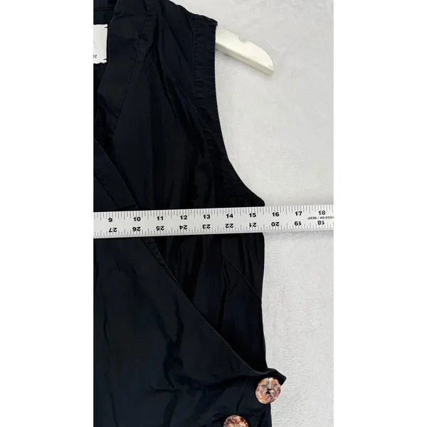 Acler Black Sleeveless Wrap Dress Button Detail‎ Asymmetrical Hem Size US 6 - Image 4