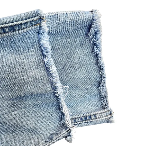 Everlane The Cheeky Straight Leg Raw Hem Light Wash Jeans Denim 26 ACTUAL‎ 28" - Image 9