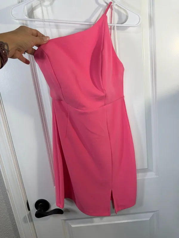 Hello Molly Pink One Shoulder Mini Dress Size US 4 - Image 4