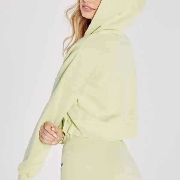 WILDFOX Love Life Kinley Hoodie Cropped Jacket Zip‎ Front Green Size Small New - Image 5